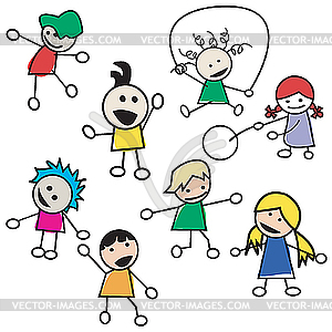 Children playing silhouettes - vector image