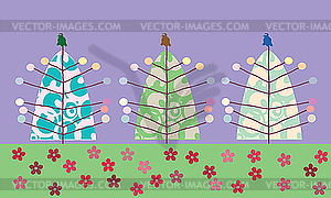 Christmas trees - vector image