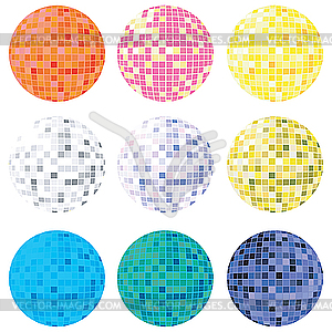 Collection of disco globes - royalty-free vector clipart