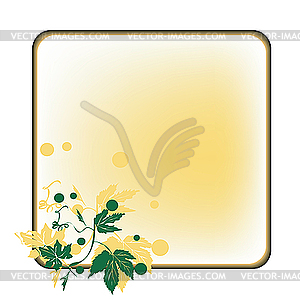 Grapes medalion on yellow - vector clipart