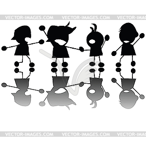 Crying children silhouettes - vector image
