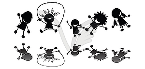 Jumping children - royalty-free vector clipart