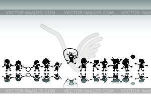 Group of kids playing - vector clipart / vector image