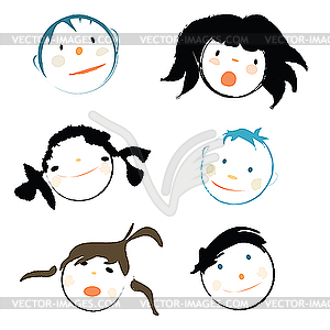 Children faces - vector image