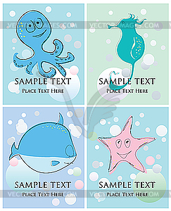 Sea cards - vector clipart