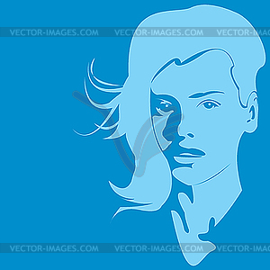 Portrait of beautiful blue girl - vector image