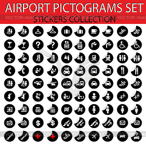 Airport pictograms set - vector image