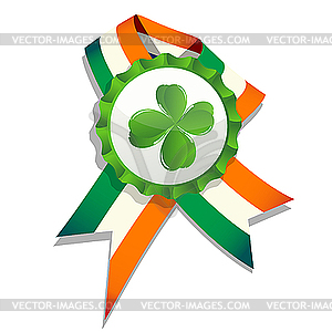 Beer cap with clover leaf and flag - vector clipart