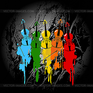 Grunge violins background - vector clipart