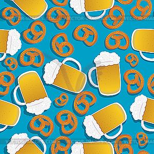 Beer and pretzels pattern - vector image