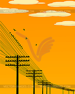 Birds on wire - vector image