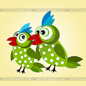 A couple of green birds - vector clipart