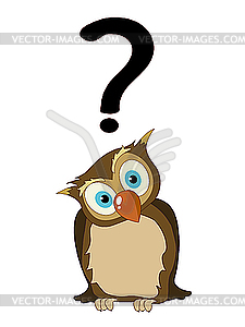 Owl with question mark - vector clip art