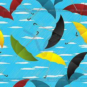 Umbrellas repeating pattern - vector clipart
