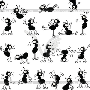 Dancing ants pattern - vector clip art