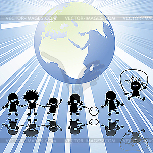 Children and Earth - vector clip art