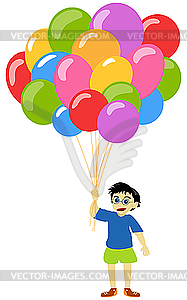 Little boy with balloons - color vector clipart