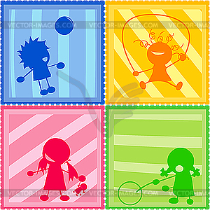 Children silhouettes - vector EPS clipart