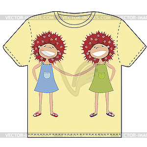 Twin sisters - vector clipart