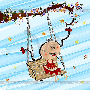 Swinging girl - vector image