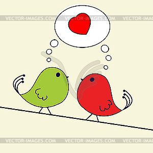 Valentine greeting with birds - vector clip art