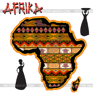Карте Африки из традиционных орнаментов - векторный клипарт / векторное изображение