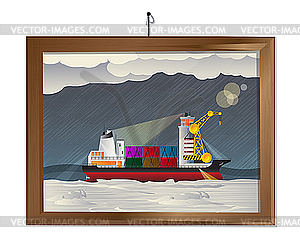 Ship in the storm - vector clipart