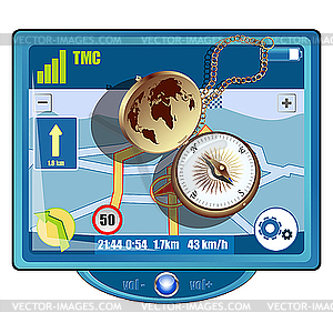 GPS and compass - vector clipart