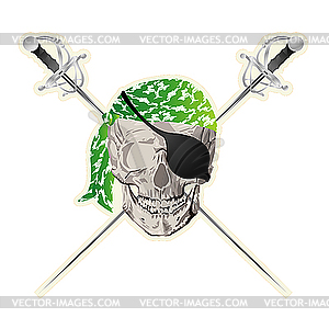 Pirate skull sticker - royalty-free vector image