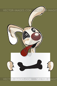 Cartoon puppy with sign - vector clipart