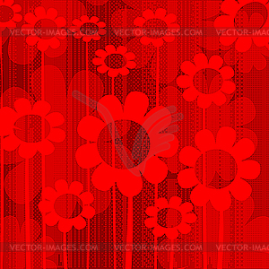 Background with red flowers - vector image