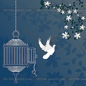 Bird and cage  - stock vector clipart