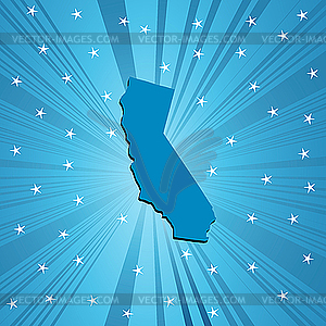 Blue California map - vector clipart