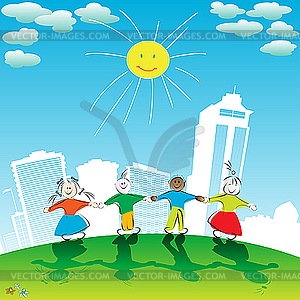 Счастливые дети - векторный клипарт Royalty-Free