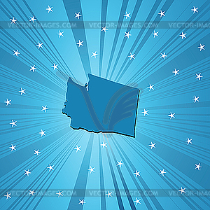 Blue Washington map - vector clipart