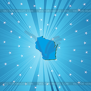 Синяя карта Висконсина - векторное изображение EPS