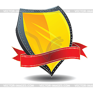 Shield and ribbon - vector image