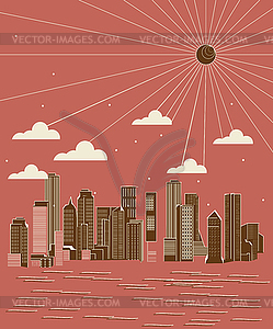 Городской фон со зданиями - векторное изображение клипарта