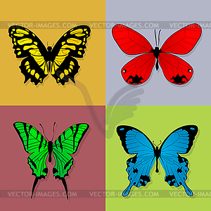 Four butterflies - vector image