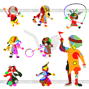 Children silhouettes - vector clipart