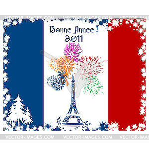 New Year Eiffel tower card - vector clipart