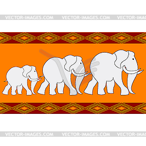 Pattern with three elephants - vector image