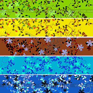 Five floral banners - vector clip art
