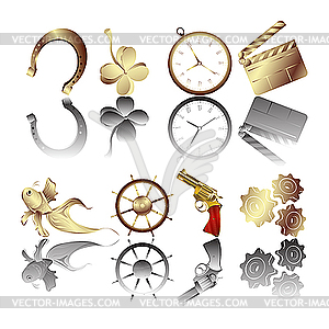 Golden icons - color vector clipart