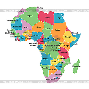 Map of Africa with boundaries of countries - vector clipart