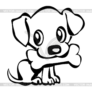 Puppy with bone - vector clip art
