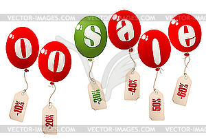 On sale balloons - color vector clipart