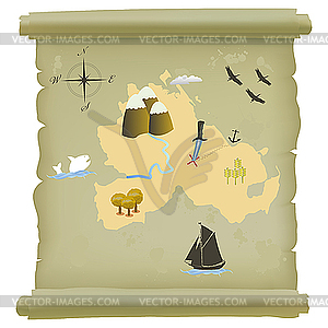 Treasure island map - vector clipart