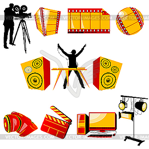 Video and music icons - vector clipart