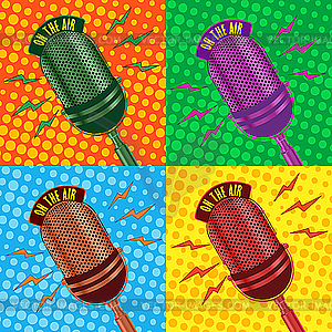 Old vintage microphone background - vector clip art